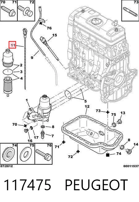 117475 Peugeot/Citroen Bagnet poziomu oleju w silniku