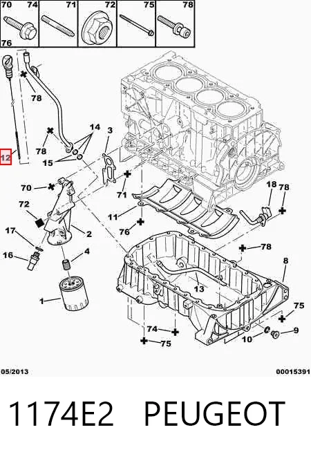 1174E2 Peugeot/Citroen Bagnet poziomu oleju w silniku