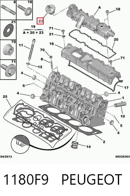 1180F9 Peugeot/Citroen Korek wlewu oleju