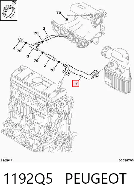 1192Q5 Peugeot/Citroen Króciec wentylacji kadłuba (separatora oleju)