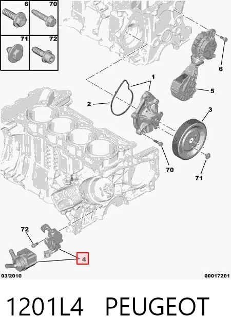 1201L4 Peugeot/Citroen Pompa chłodzenia wodą, dodatkowa elektryczna