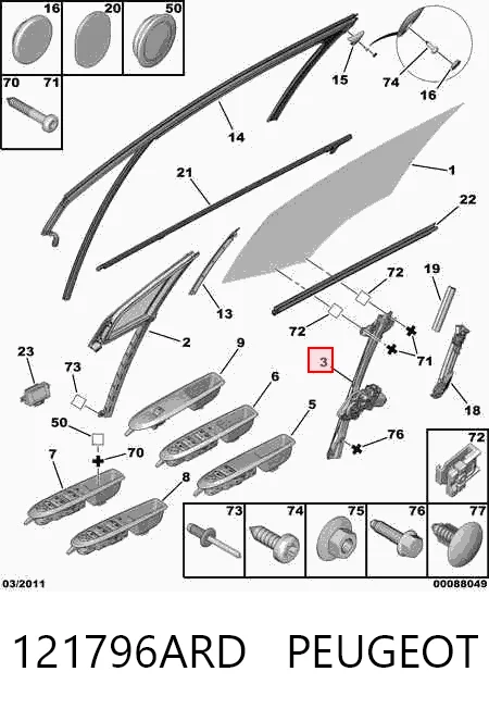 Mechanizm podnoszenia szyby drzwi przednich prawych Citroen C4 II