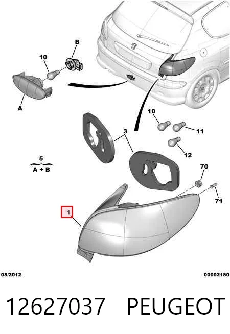 Lampa zespolona tylna prawa do Peugeot 206 SW 2E, K