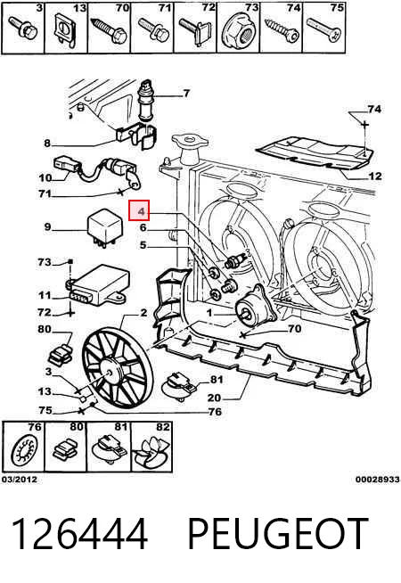 126444 Peugeot/Citroen Czujnik temperatury płynu chłodzącego (włączenia wentylatora chłodnicy)