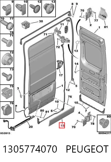 Do koszyka 735423004 Chrysler Listwa ochronna drzwi tylnych prawych