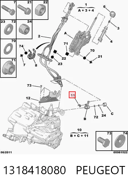  Tuleja mechanizmu zmiany biegów Peugeot Boxer 1