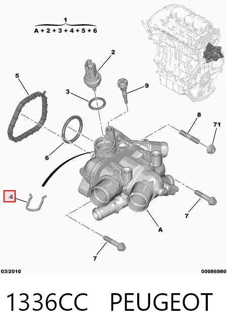 1336CC Peugeot/Citroen Obudowa termostatu