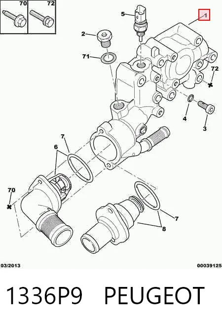 1336P9 Peugeot/Citroen Obudowa termostatu