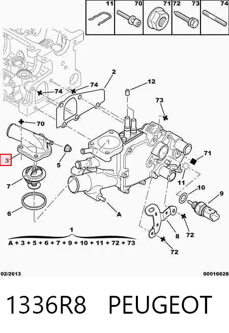 1336R8 Peugeot/Citroen Obudowa termostatu