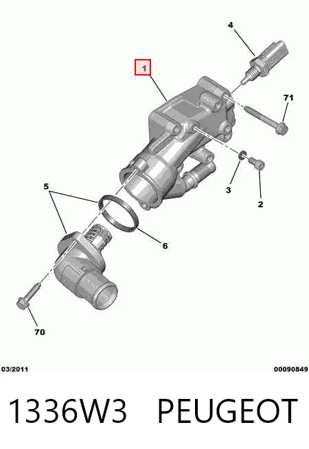 1336W3 Peugeot/Citroen Obudowa termostatu