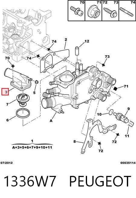 1336W7 Peugeot/Citroen Obudowa termostatu