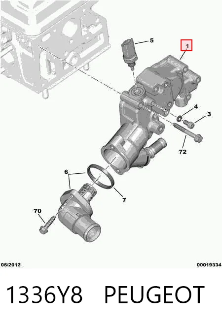 1336Y8 Peugeot/Citroen Obudowa termostatu