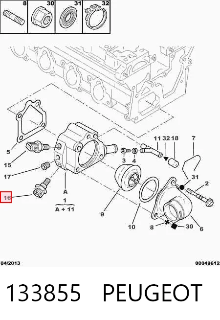 133855 Peugeot/Citroen Czujnik temperatury płynu chłodzącego