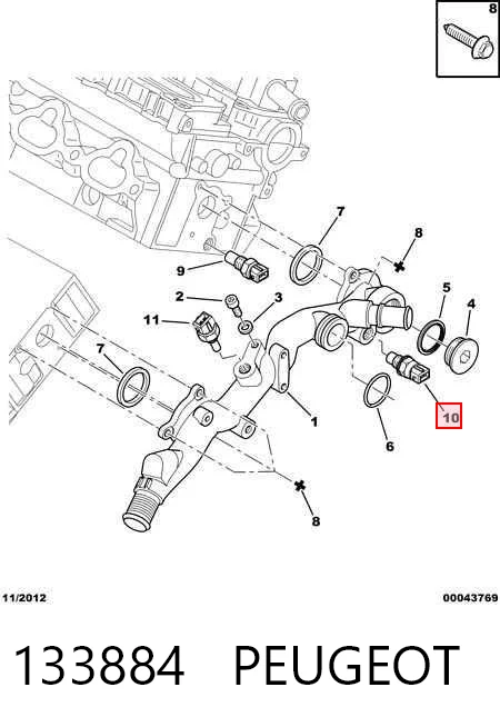 133884 Peugeot/Citroen Czujnik temperatury płynu chłodzącego