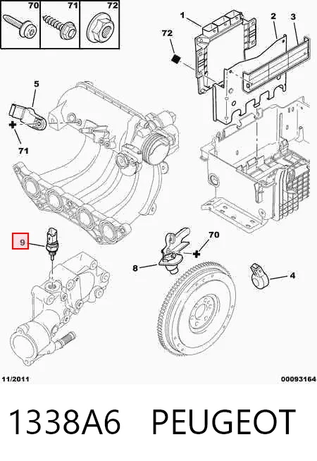 1338A6 Peugeot/Citroen Czujnik temperatury płynu chłodzącego
