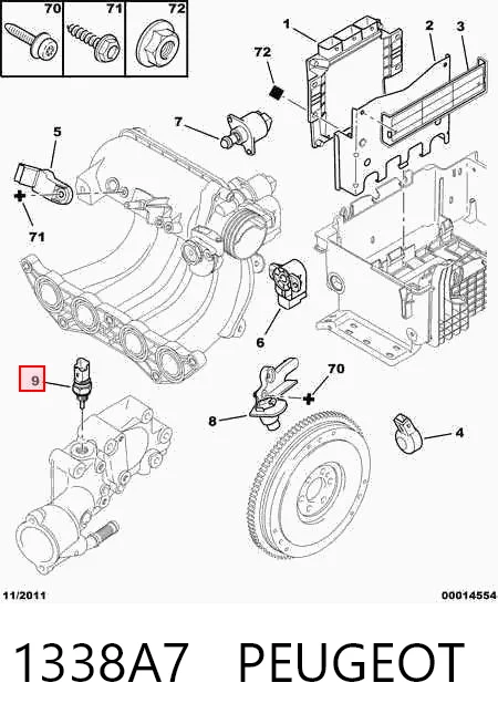 1338A7 Peugeot/Citroen Czujnik temperatury płynu chłodzącego