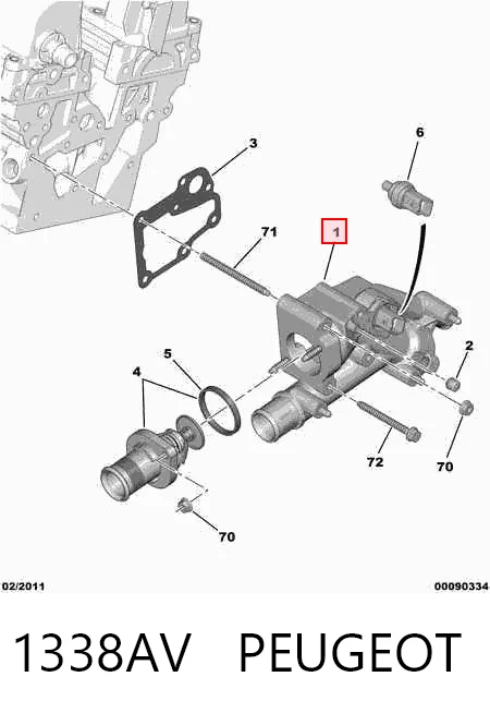 1338AV Peugeot/Citroen Obudowa termostatu