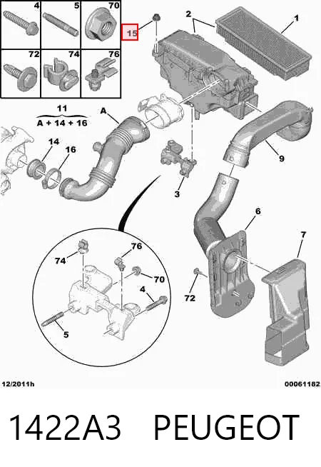 1422A3 Peugeot/Citroen Poduszka obudowy filtra powietrza