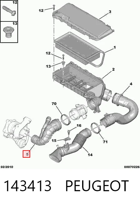 143413 Peugeot/Citroen Króciec powietrza, przepływomierz