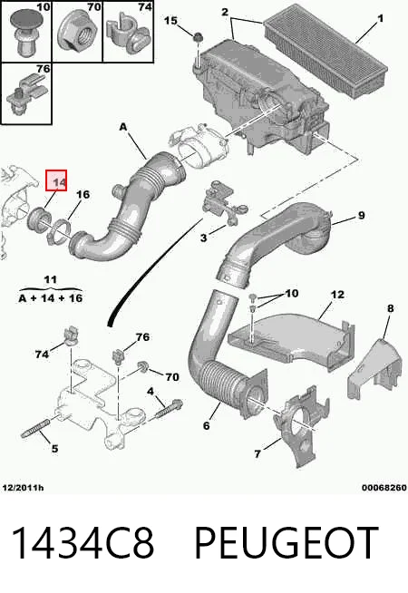 1434C8 Peugeot/Citroen Uszczelka turbiny, wkładka elastyczna