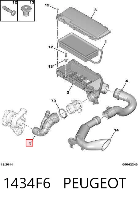 1434F6 Peugeot/Citroen Króciec powietrza, przepływomierz