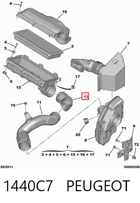 Kupić Wlot powietrza do filtra powietrza Peugeot 308 I 4E, 4H w dobrej cenie