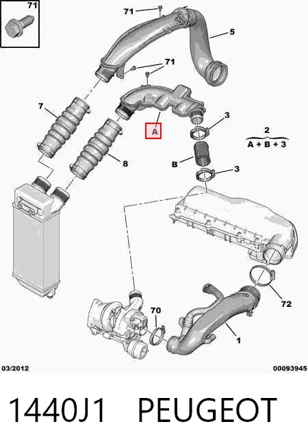 1440J1 Peugeot/Citroen Króciec powietrza, wylot z turbiny (doładowanie)