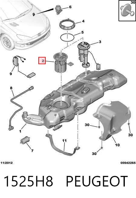 1525H8 Peugeot/Citroen Moduł pompy paliwowej z czujnikiem poziomu paliwa