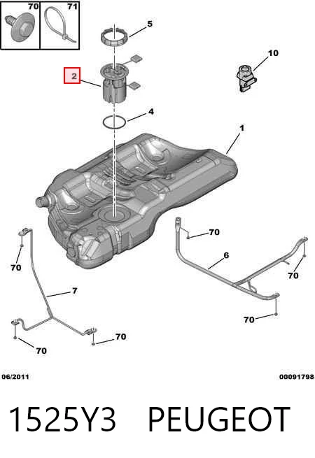 1525Y3 Peugeot/Citroen Moduł pompy paliwowej z czujnikiem poziomu paliwa