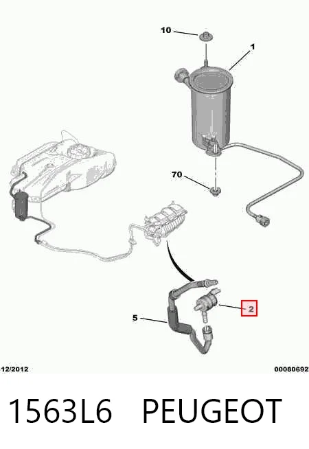 Zawór pochłaniacza oparów paliwa do Peugeot 207  WA, WC