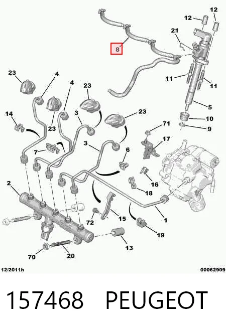157468 Peugeot/Citroen Rurka paliwa, zwrotna od wtryskiwaczy