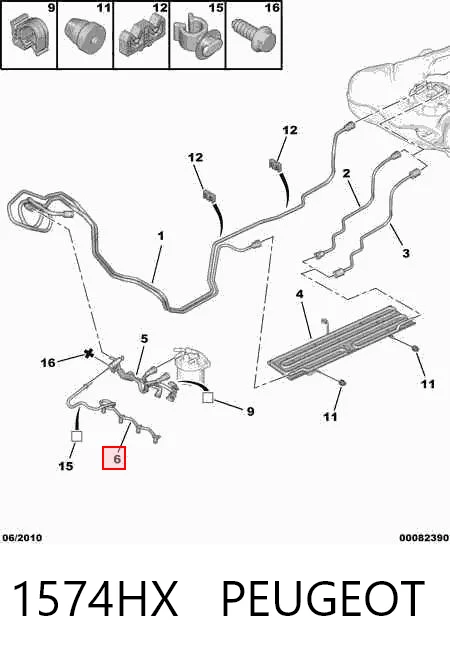 1574HX Peugeot/Citroen Rurka paliwa, zwrotna od wtryskiwaczy