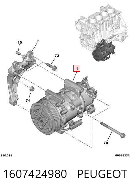 1607424980 Peugeot/Citroen Sprężarka klimatyzacji