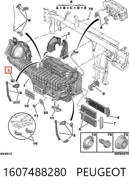 1607488280 Peugeot/Citroen Sterownik trybów ogrzewania/klimatyzacji