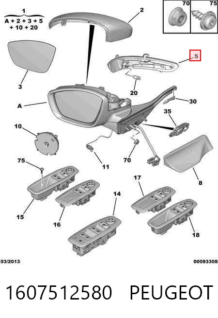 1607512580 Peugeot/Citroen Kierunkowskaz lusterka lewy