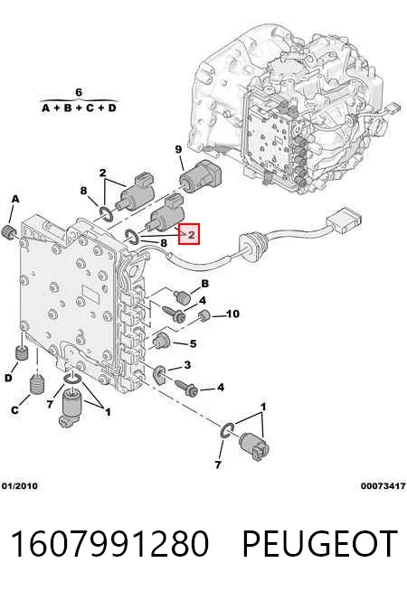 1607991280 Peugeot/Citroen Solenoid automatycznej skrzyni biegów