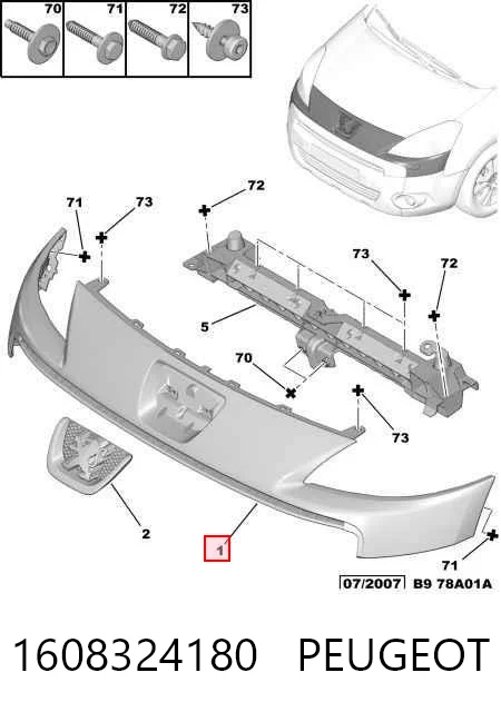 Atrapa chłodnicy do Peugeot Partner II 