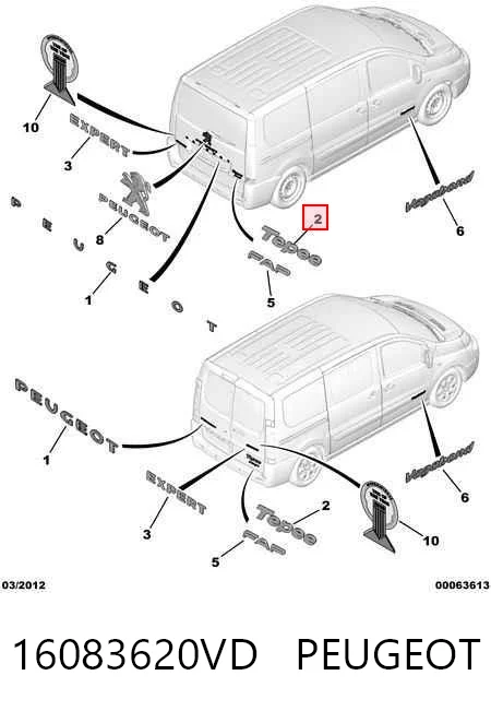 Kupić Emblemat na klapę bagaznika (znaczek firmowy) Peugeot Expert  VF3V w dobrej cenie