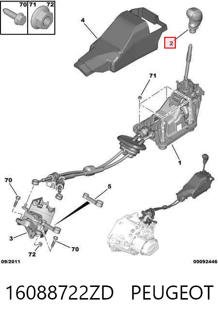 16088722ZD Peugeot/Citroen Rękojeść dźwigni biegów