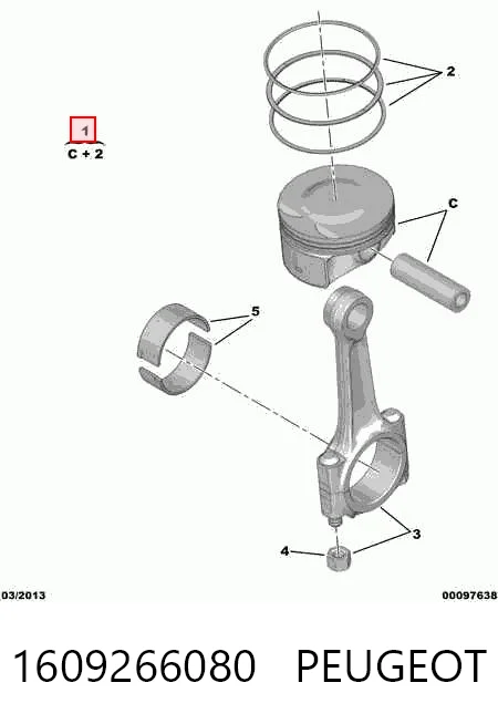 1609266080 Peugeot/Citroen Tłok, komplet do jednego cylindru, STD