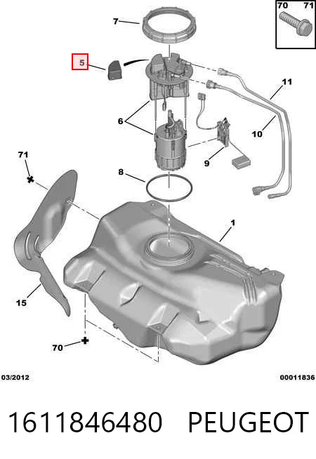 1611846480 Peugeot/Citroen Moduł pompy paliwowej z czujnikiem poziomu paliwa