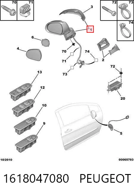  Lusterko wsteczne prawe Peugeot 408 