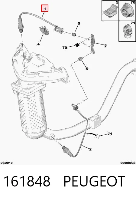 161848 Peugeot/Citroen Sonda lambda czujnik tlenu przed katalizatorem prawy
