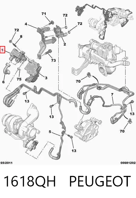 1618QH Peugeot/Citroen Przetwornik ciśnienia (solenoid) doładowania