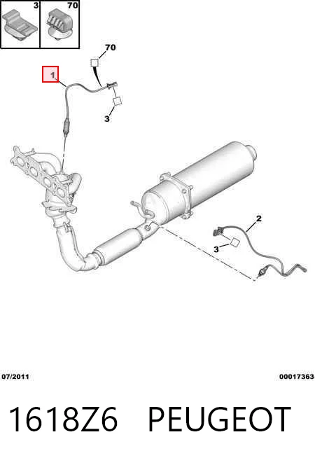 1618Z6 Peugeot/Citroen Sonda lambda czujnik tlenu przed katalizatorem lewy