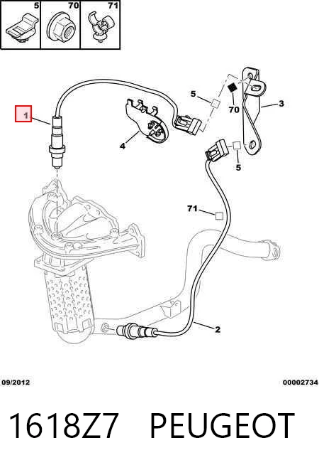 1618Z7 Peugeot/Citroen Sonda lambda czujnik tlenu przed katalizatorem prawy