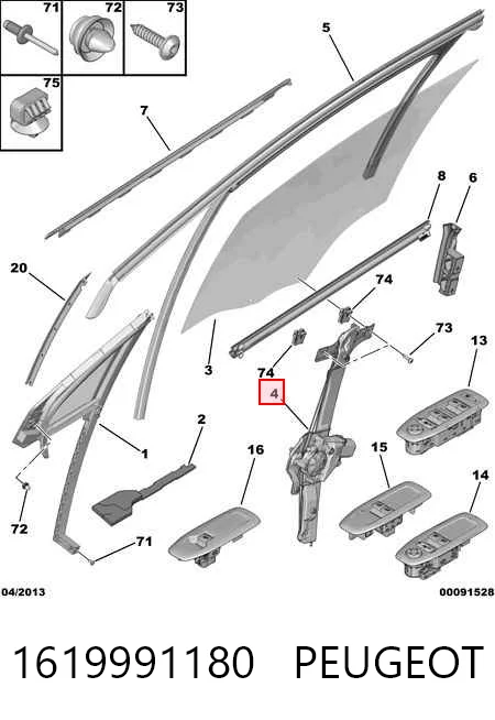 Mechanizm podnoszenia szyby drzwi przednich lewych do Peugeot 208 I CA, CC