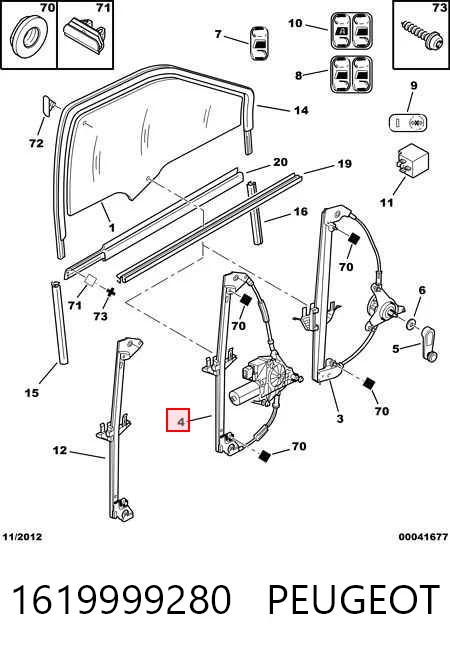 Mechanizm podnoszenia szyby drzwi przednich prawych Peugeot 406 kombi (8E, F) (1996 - 2004) cena, od 73,65 USD
