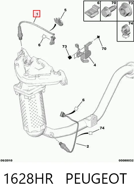 1628HR Peugeot/Citroen Sonda lambda czujnik tlenu przed katalizatorem prawy