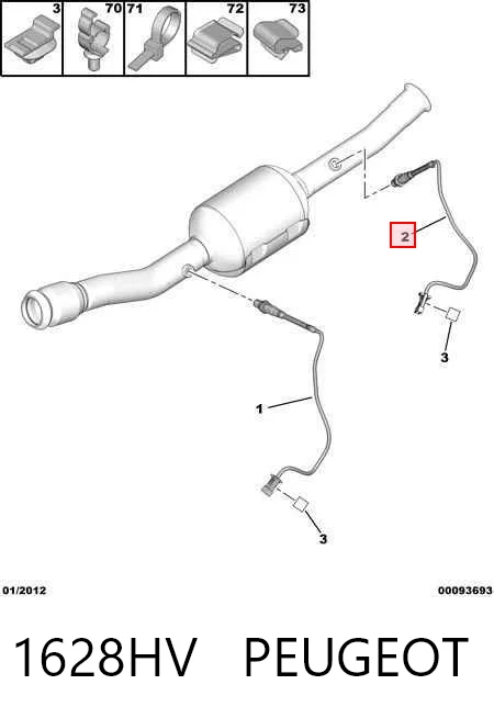 1628HV Peugeot/Citroen Sonda lambda czujnik tlenu po katalizatorze